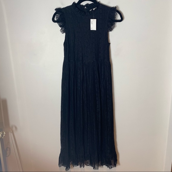 Urban Outfitters Gabby Black Lace Babydoll High Neck Midi Dress Size XS - Picture 8 of 10